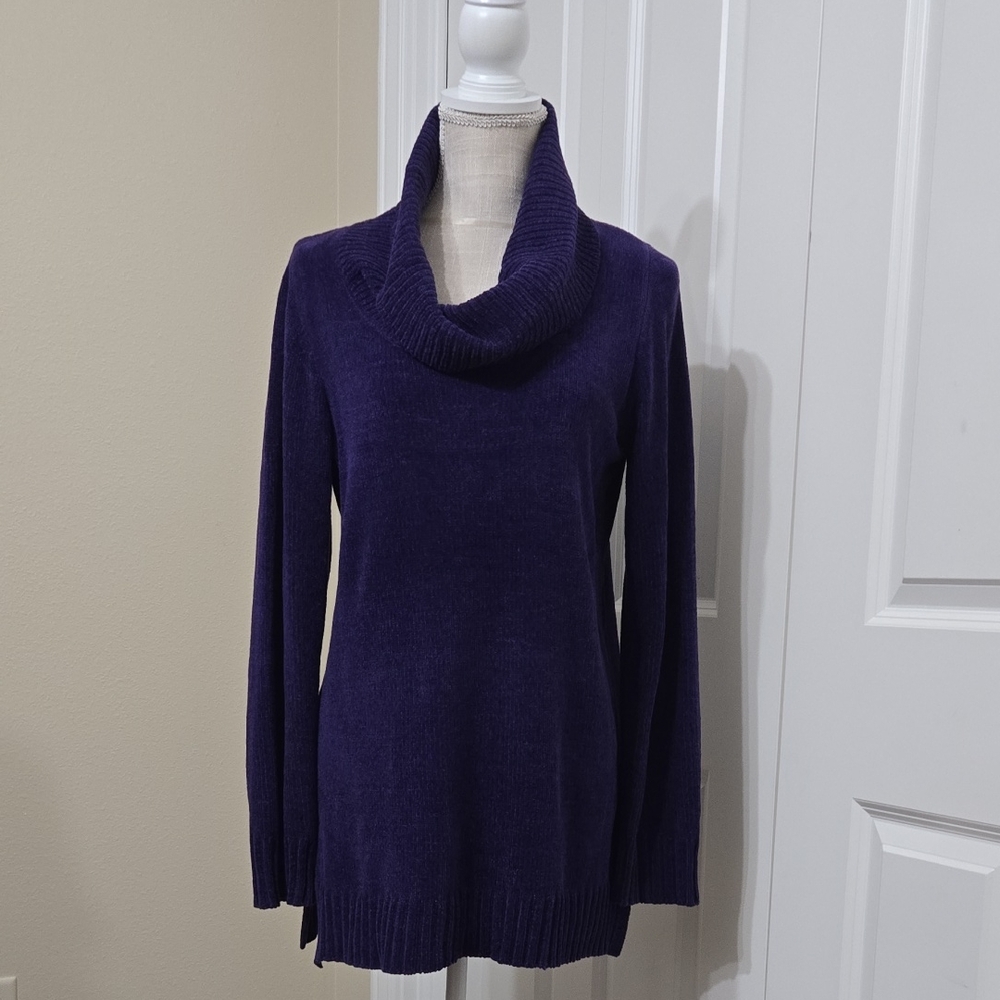 White Stag Deep Purple Cowl Neck Sweater Sz M